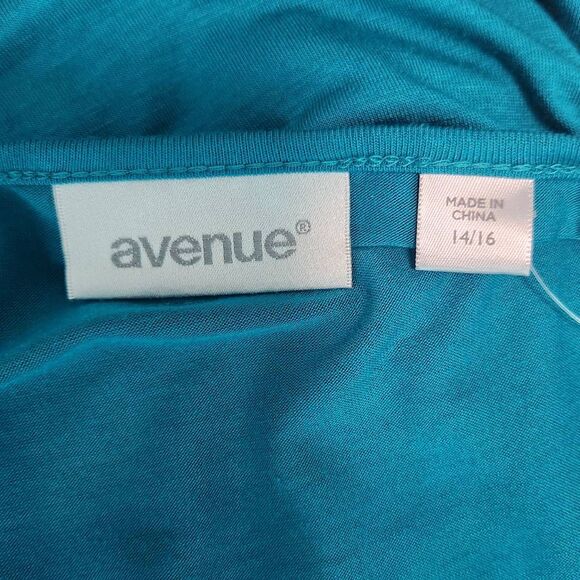 Avenue Blue Blouse with Draped Front NWT Size 14/16 Teal Bloue Top - Picture 5 of 9